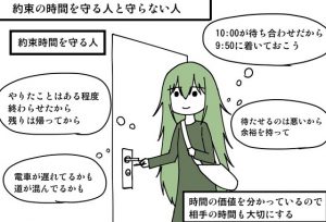 約束の時間を守る人と守れない人との違いを比較した漫画に超共感！！